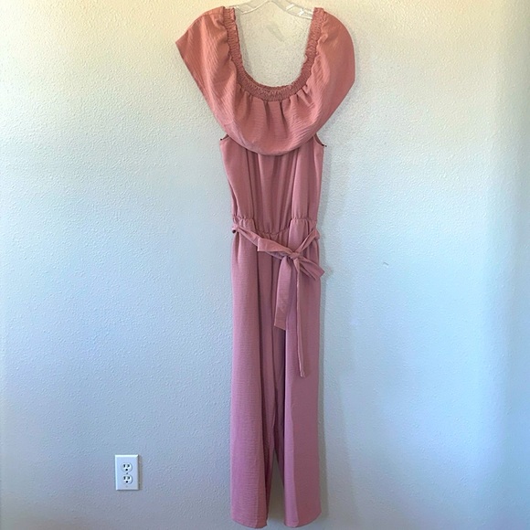 Gibson off-the-shoulder pink jumpsuit Size L - Picture 1 of 2
